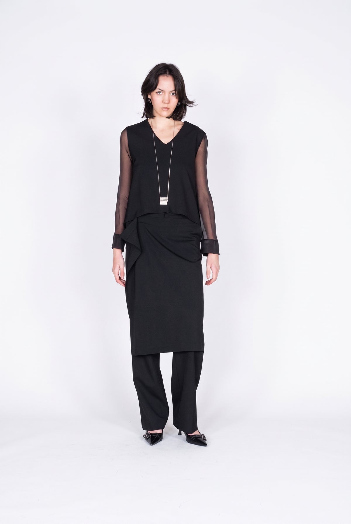 Top con maniche organza