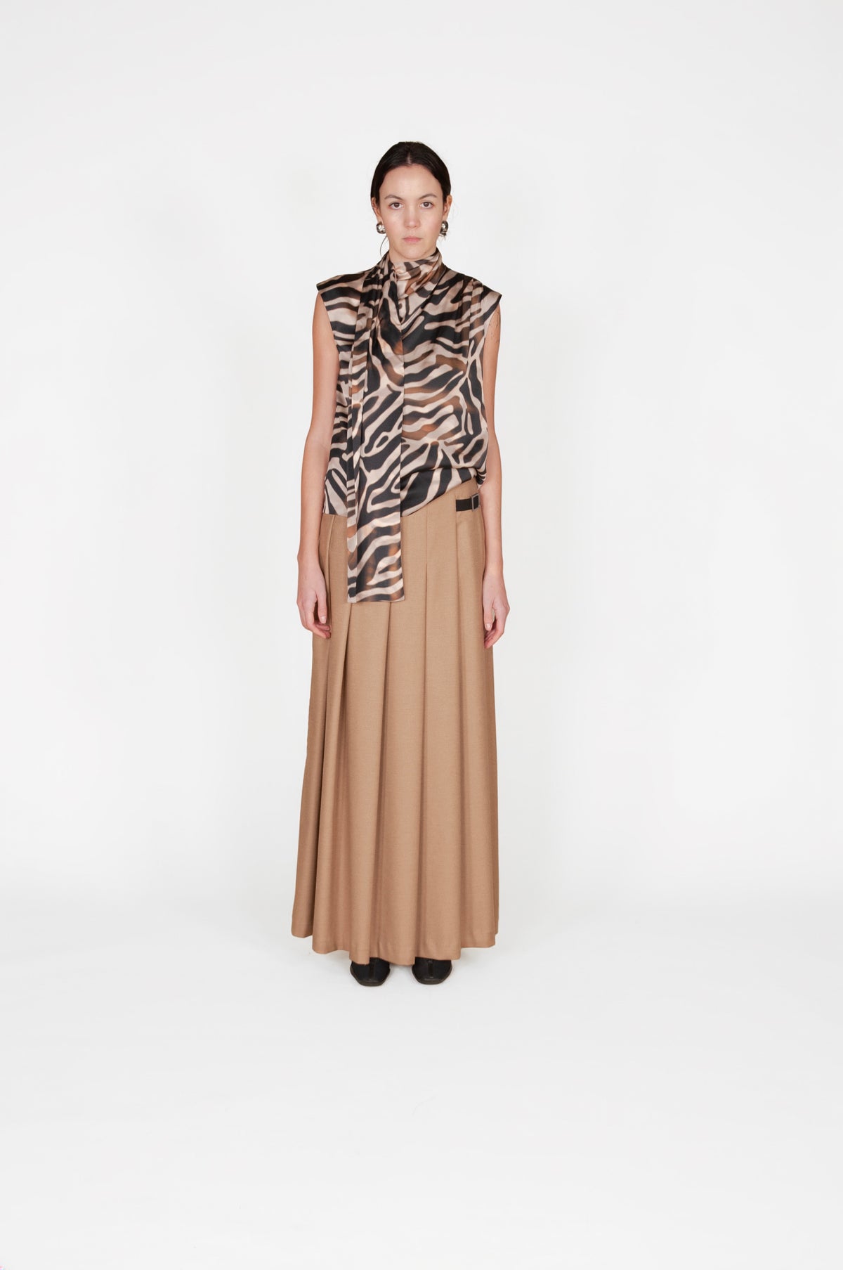 Top con sciarpa in stampa animalier
