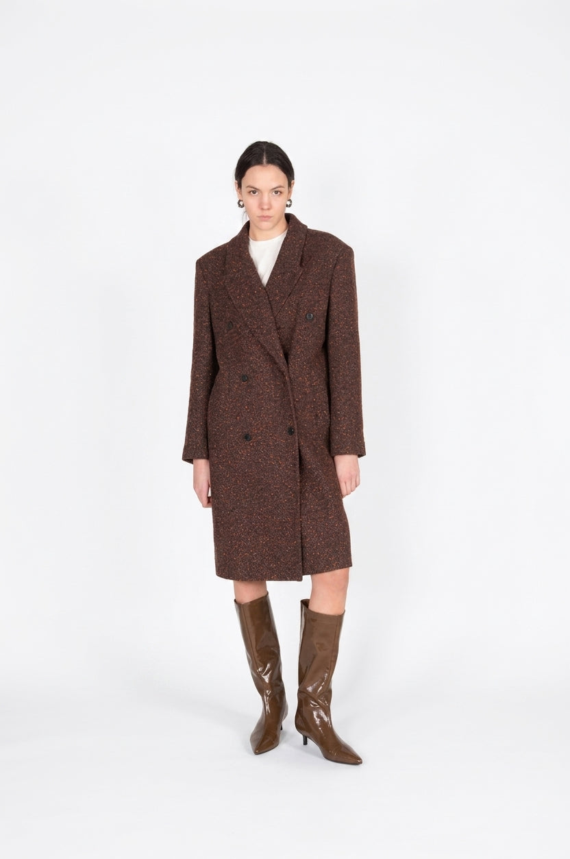 Cappotto Doppio Petto in Wool Tweed Melange